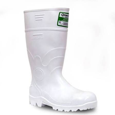Bota de caucho PVC blanca de caña alta