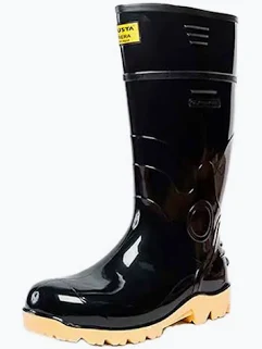 Bota de caucho PVC negra de caña alta