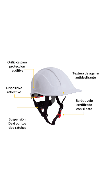 Casco tipo 2 blanco con suspensión ratchet y barboquejo