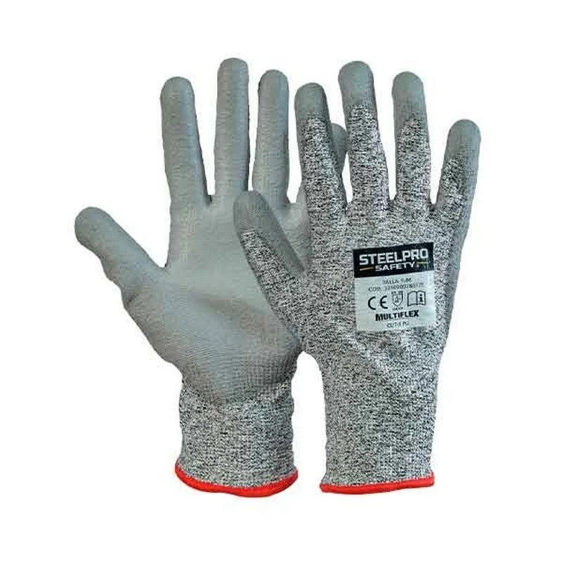 Par de guantes anticorte grises con palma recubierta